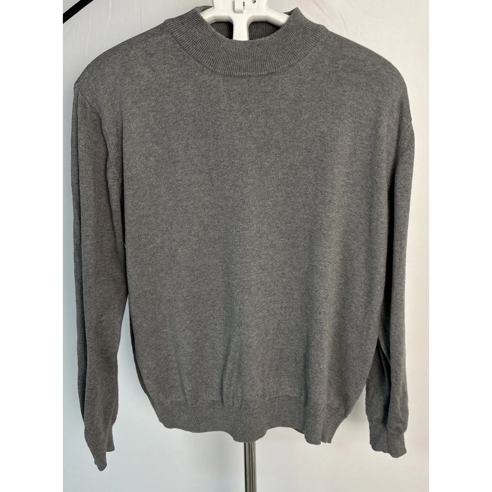 Murano By Raffi Mock Neck Sweater Men's Sz L Long Sleeves Pullover Gray Cotton B